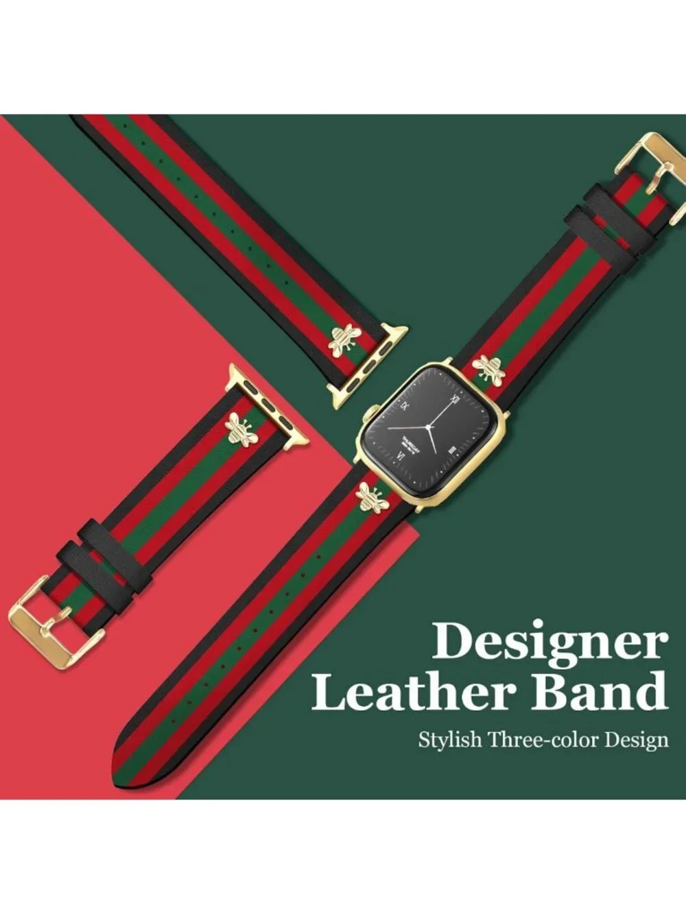 Stylish Leather Apple Watch Bands with Charms for All Series - Unisex Strap